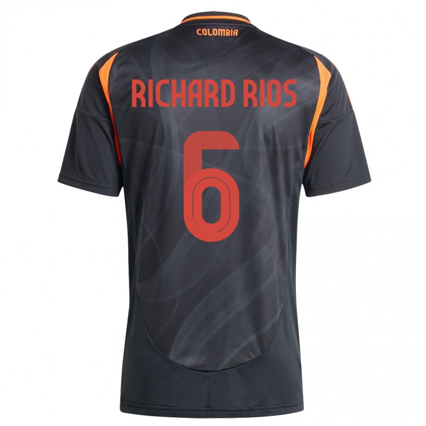 Niño Fútbol Camiseta Colombia Richard Ríos #6 Negro 2ª Equipación 24-26 México