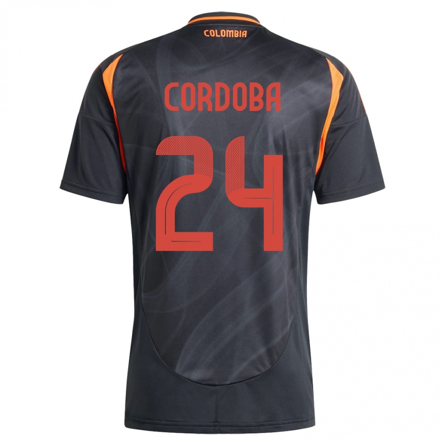 Niño Fútbol Camiseta Colombia Jhon Córdoba #24 Negro 2ª Equipación 24-26 México