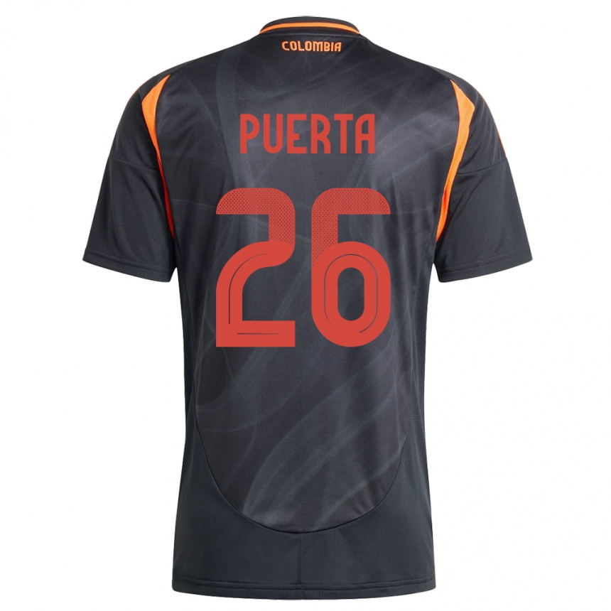 Niño Fútbol Camiseta Colombia Gustavo Puerta #26 Negro 2ª Equipación 24-26 México