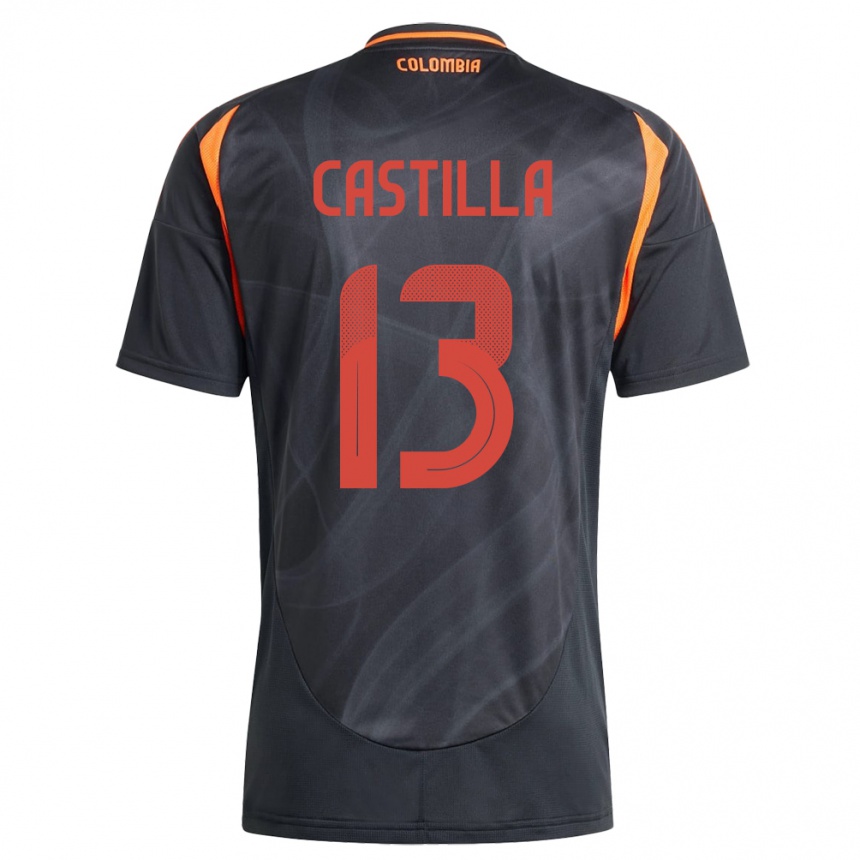 Niño Fútbol Camiseta Colombia Juan Castilla #13 Negro 2ª Equipación 24-26 México