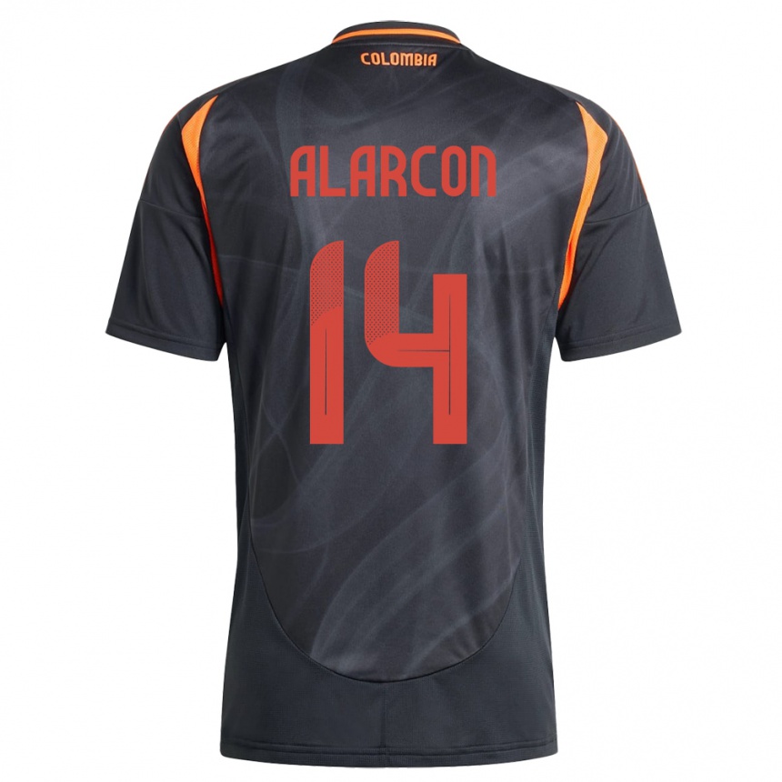 Niño Fútbol Camiseta Colombia Andrés Alarcón #14 Negro 2ª Equipación 24-26 México