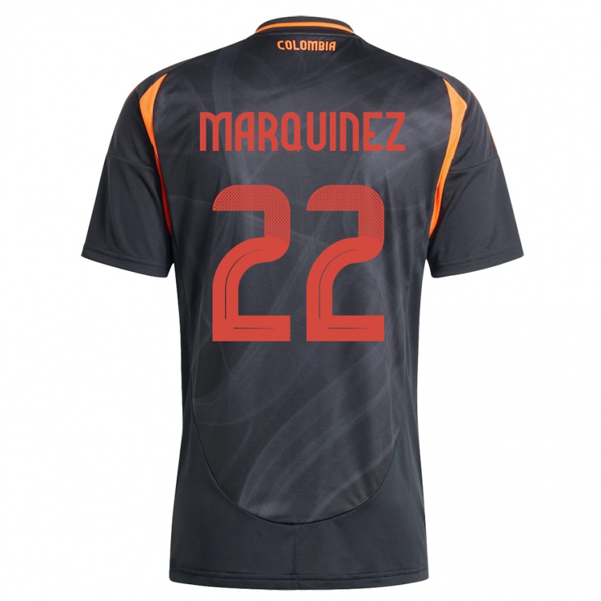 Niño Fútbol Camiseta Colombia Luis Marquinez #22 Negro 2ª Equipación 24-26 México