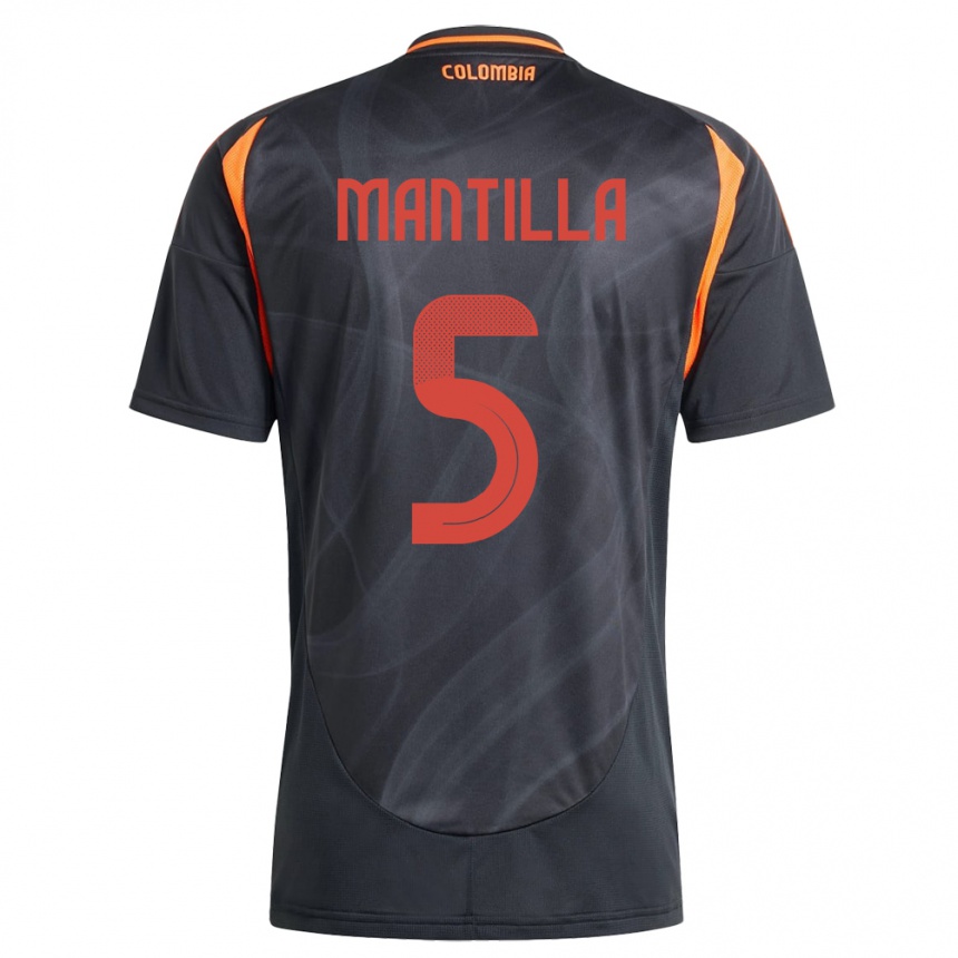 Niño Fútbol Camiseta Colombia Kevin Mantilla #5 Negro 2ª Equipación 24-26 México