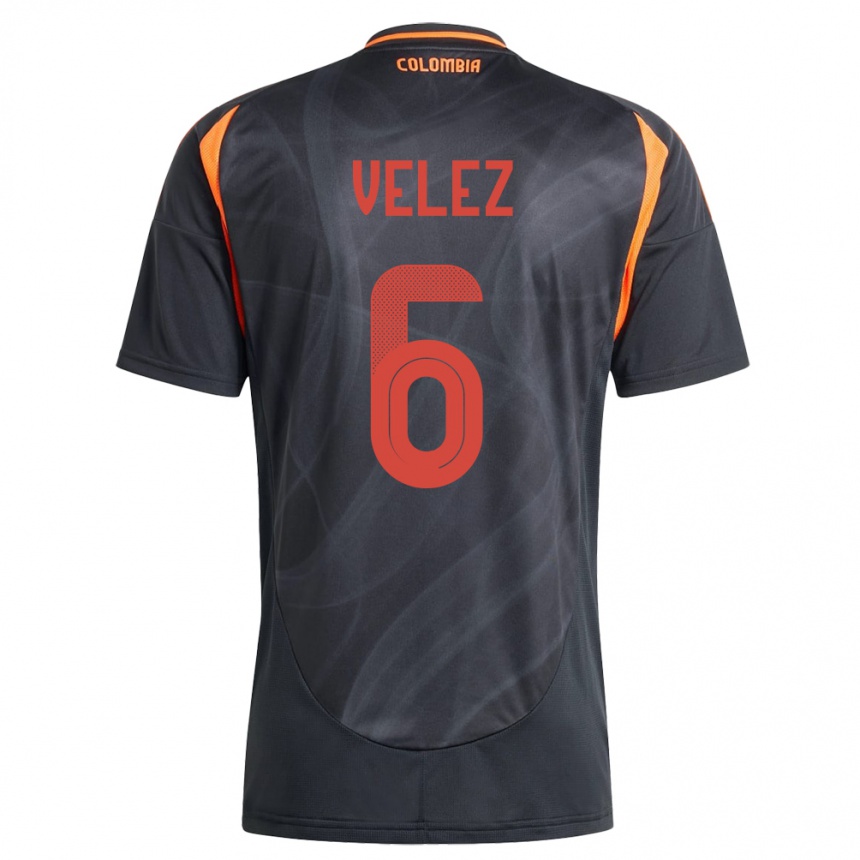 Niño Fútbol Camiseta Colombia Jhon Vélez #6 Negro 2ª Equipación 24-26 México