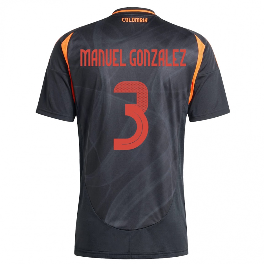 Niño Fútbol Camiseta Colombia Carlos Manuel González #3 Negro 2ª Equipación 24-26 México