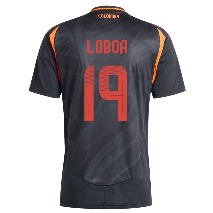 Niño Fútbol Camiseta Colombia Valerin Loboa #19 Negro 2ª Equipación 24-26 México