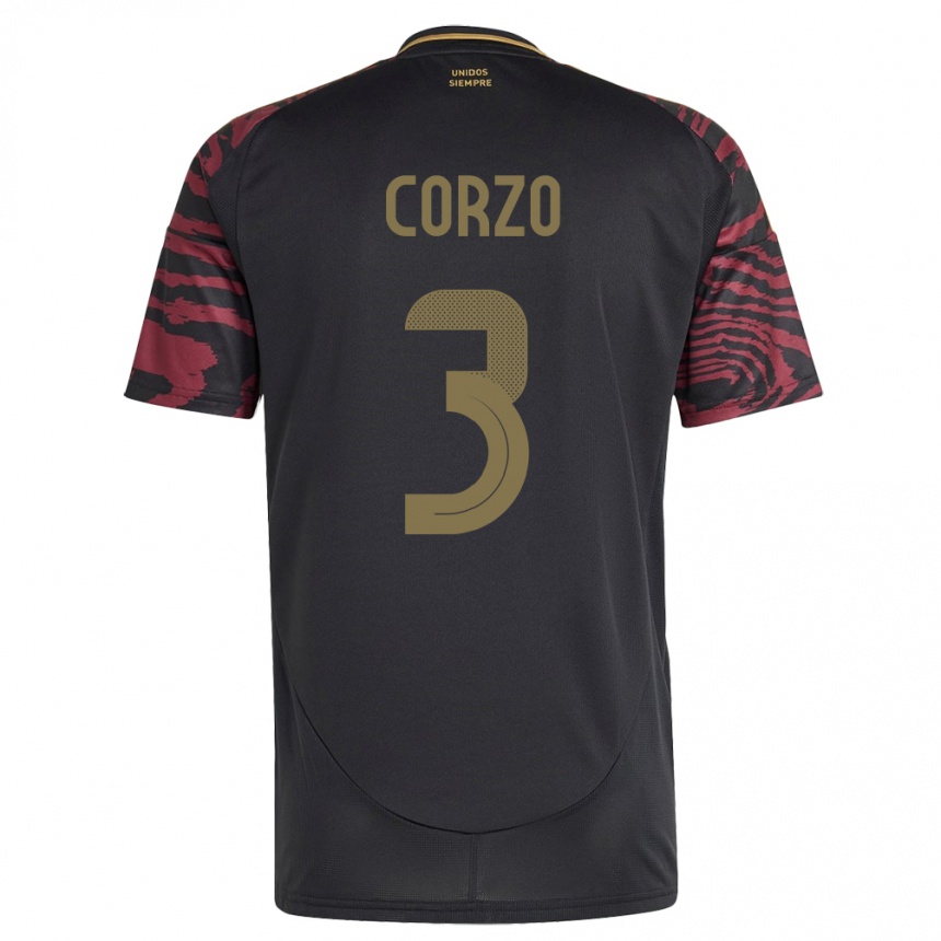 Niño Fútbol Camiseta Perú Aldo Corzo #3 Negro 2ª Equipación 24-26 México