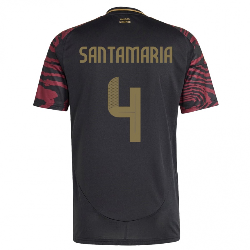 Niño Fútbol Camiseta Perú Anderson Santamaría #4 Negro 2ª Equipación 24-26 México