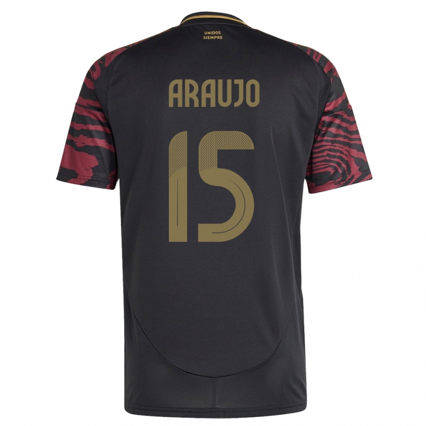 Niño Fútbol Camiseta Perú Miguel Araujo #15 Negro 2ª Equipación 24-26 México