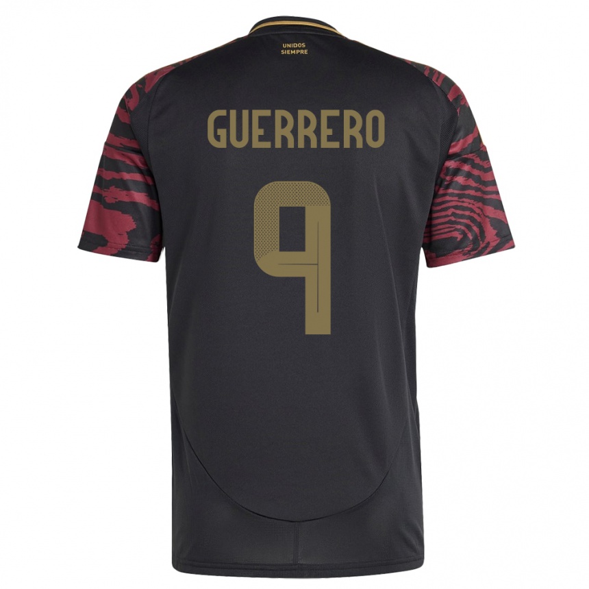 Niño Fútbol Camiseta Perú Paolo Guerrero #9 Negro 2ª Equipación 24-26 México