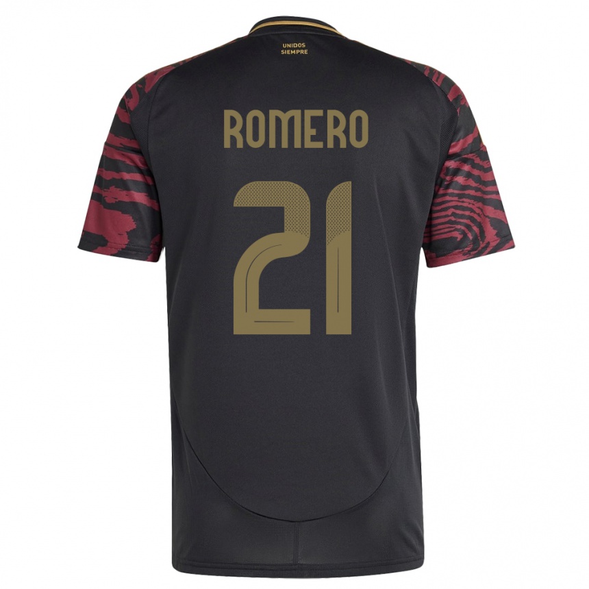 Niño Fútbol Camiseta Perú Diego Romero #21 Negro 2ª Equipación 24-26 México