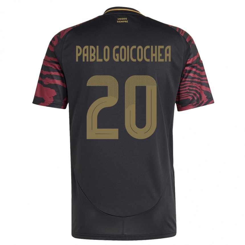 Niño Fútbol Camiseta Perú Juan Pablo Goicochea #20 Negro 2ª Equipación 24-26 México