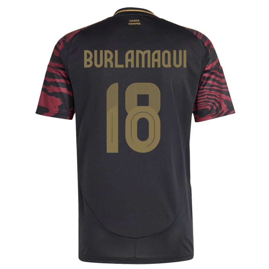 Niño Fútbol Camiseta Perú Alessandro Burlamaqui #18 Negro 2ª Equipación 24-26 México