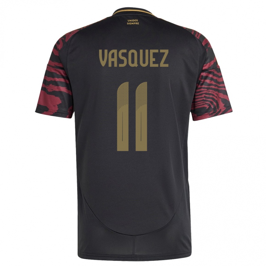 Niño Fútbol Camiseta Perú Diether Vásquez #11 Negro 2ª Equipación 24-26 México