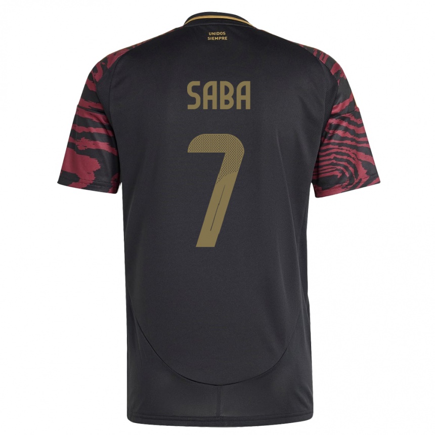 Niño Fútbol Camiseta Perú Emilio Saba #7 Negro 2ª Equipación 24-26 México