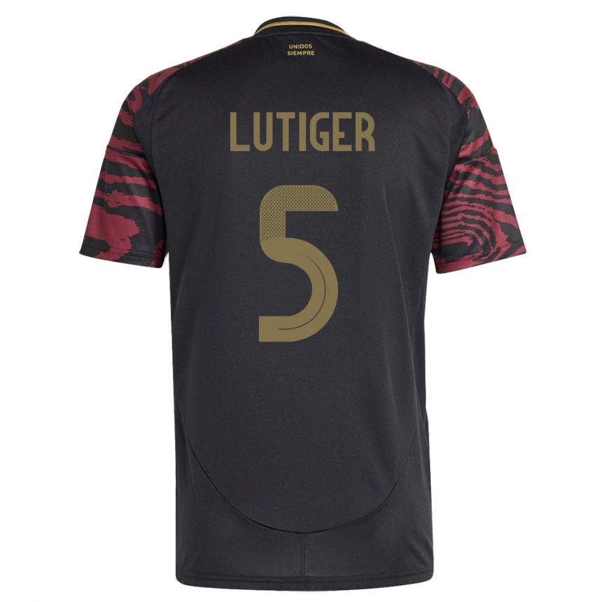 Niño Fútbol Camiseta Perú Rafael Lutiger #5 Negro 2ª Equipación 24-26 México