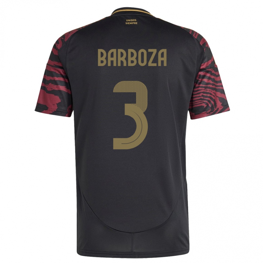 Niño Fútbol Camiseta Perú Matías Barboza #3 Negro 2ª Equipación 24-26 México