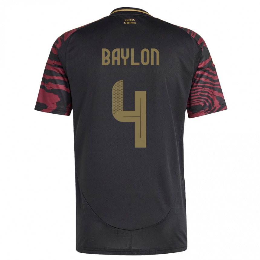 Niño Fútbol Camiseta Perú Luis Baylón #4 Negro 2ª Equipación 24-26 México