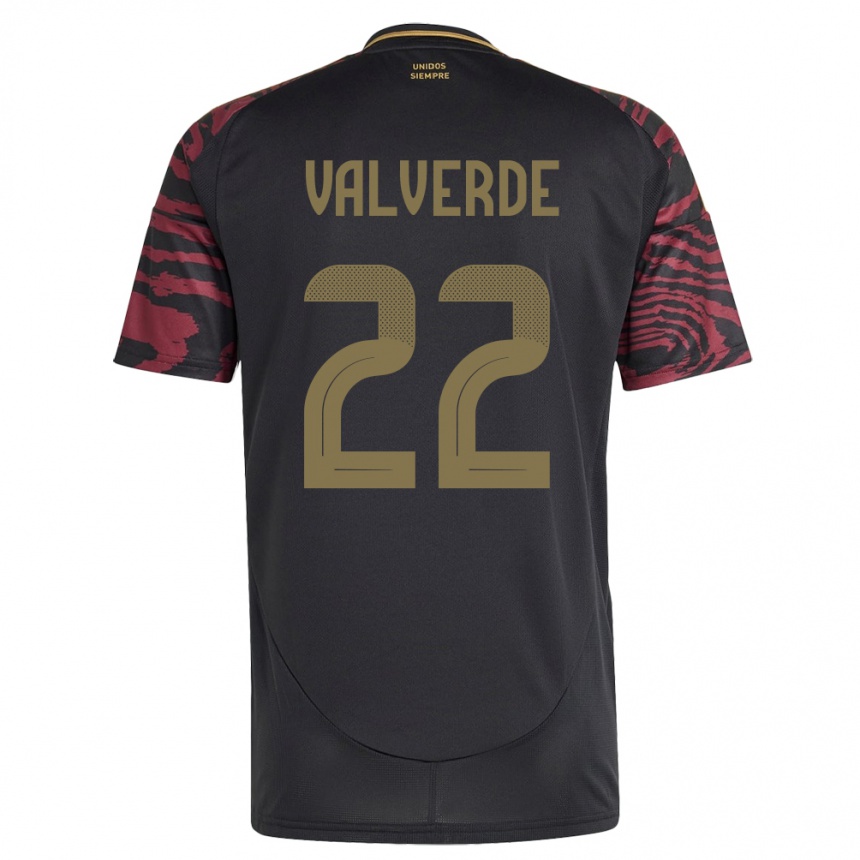 Niño Fútbol Camiseta Perú Malena Valverde #22 Negro 2ª Equipación 24-26 México