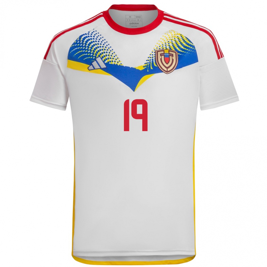 Niño Fútbol Camiseta Venezuela Brayan Alcocer #19 Blanco 2ª Equipación 24-26 México