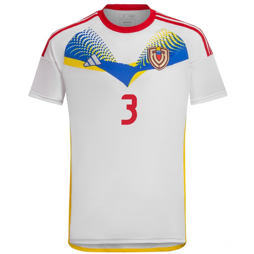 Niño Fútbol Camiseta Venezuela Rafael Uzcátegui #3 Blanco 2ª Equipación 24-26 México