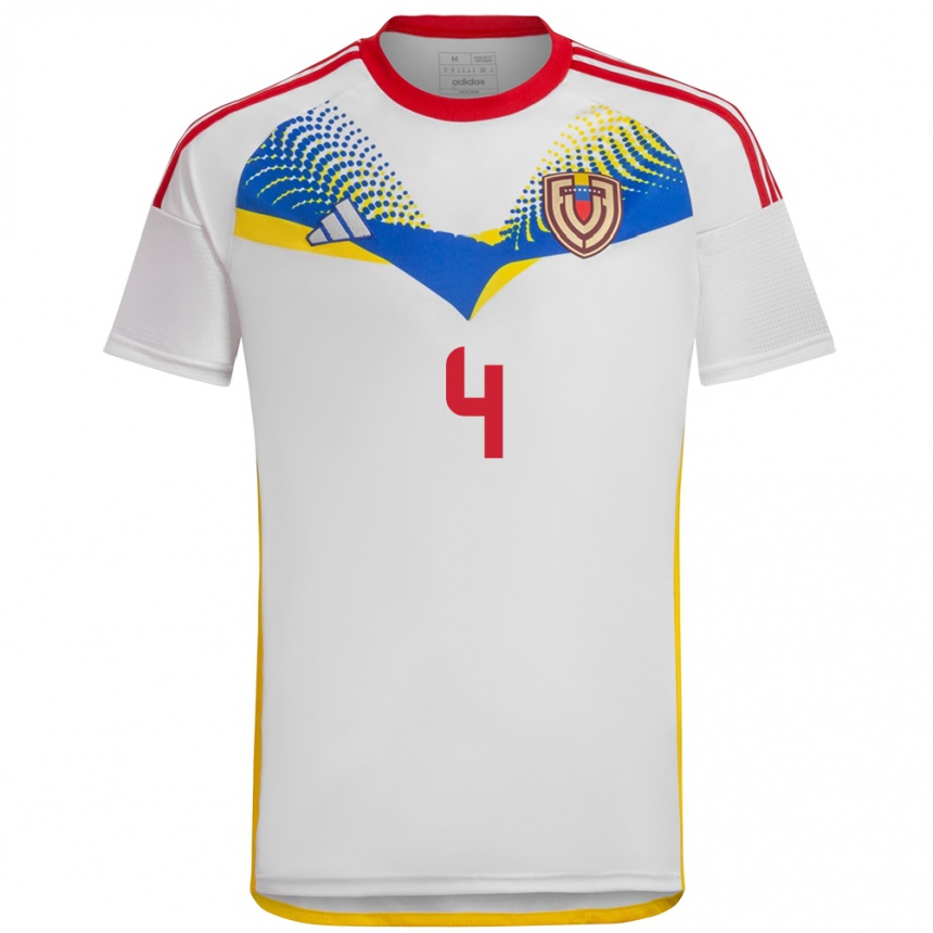 Niño Fútbol Camiseta Venezuela Yiandro Raap #4 Blanco 2ª Equipación 24-26 México