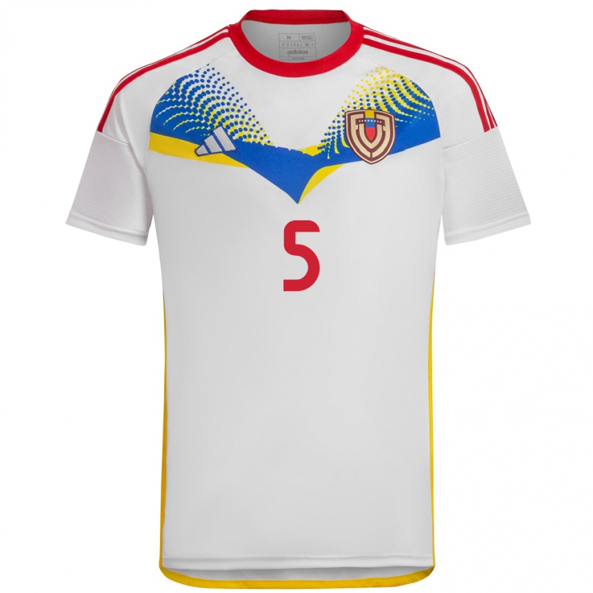 Niño Fútbol Camiseta Venezuela Yenifer Giménez #5 Blanco 2ª Equipación 24-26 México