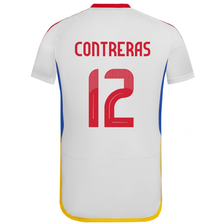 Niño Fútbol Camiseta Venezuela José Contreras #12 Blanco 2ª Equipación 24-26 México