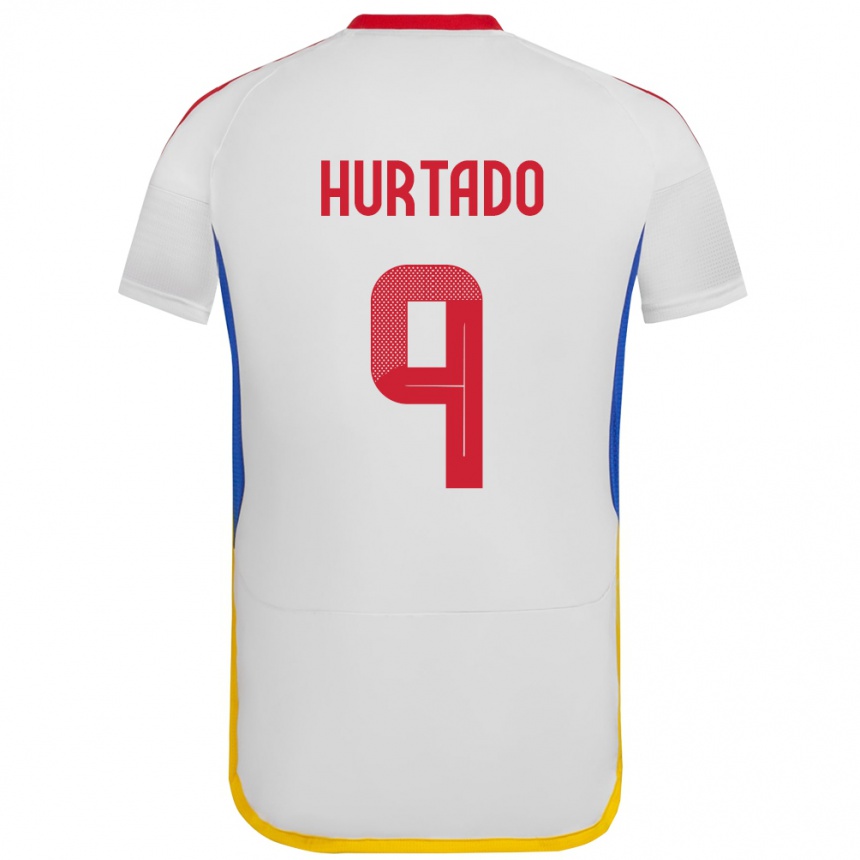 Niño Fútbol Camiseta Venezuela Jan Hurtado #9 Blanco 2ª Equipación 24-26 México