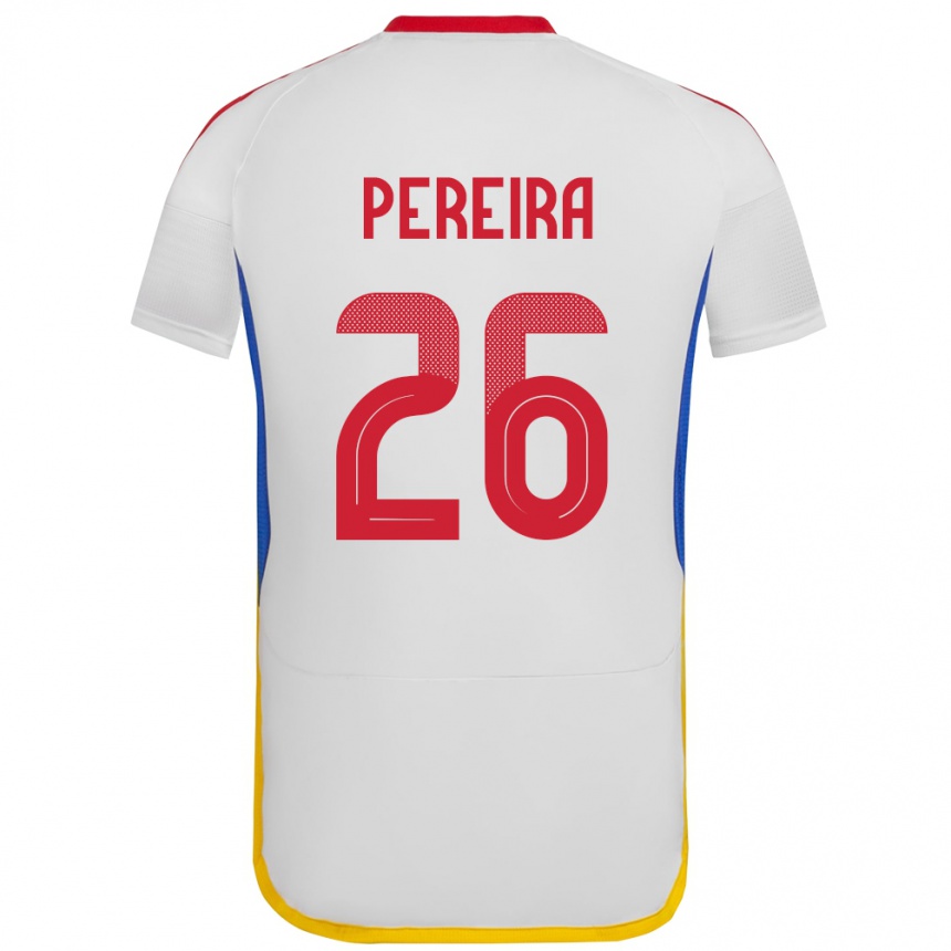 Niño Fútbol Camiseta Venezuela Daniel Pereira #26 Blanco 2ª Equipación 24-26 México