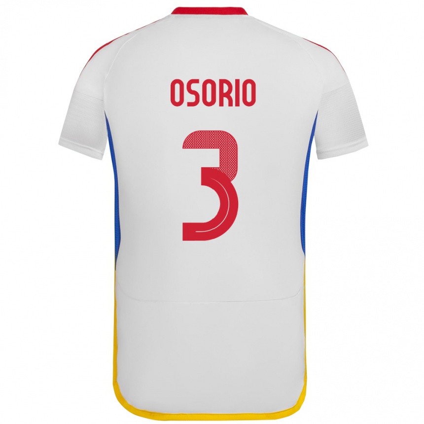 Niño Fútbol Camiseta Venezuela Yordan Osorio #3 Blanco 2ª Equipación 24-26 México