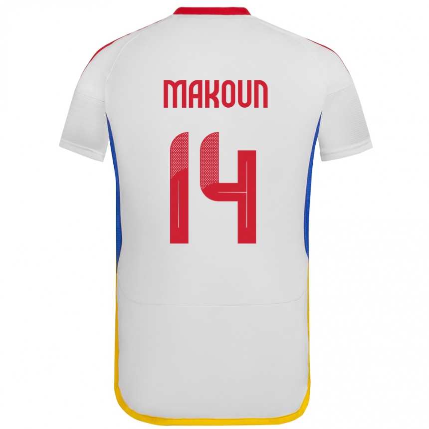 Niño Fútbol Camiseta Venezuela Christian Makoun #14 Blanco 2ª Equipación 24-26 México