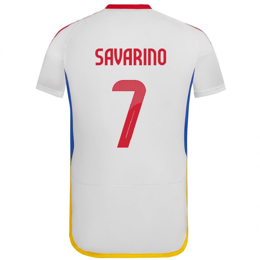 Niño Fútbol Camiseta Venezuela Jefferson Savarino #7 Blanco 2ª Equipación 24-26 México