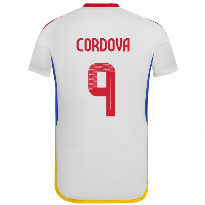 Niño Fútbol Camiseta Venezuela Sergio Córdova #9 Blanco 2ª Equipación 24-26 México