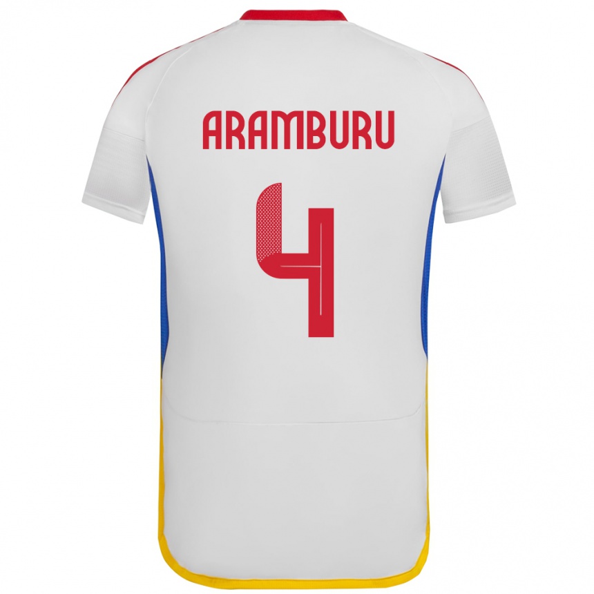 Niño Fútbol Camiseta Venezuela Jon Aramburu #4 Blanco 2ª Equipación 24-26 México