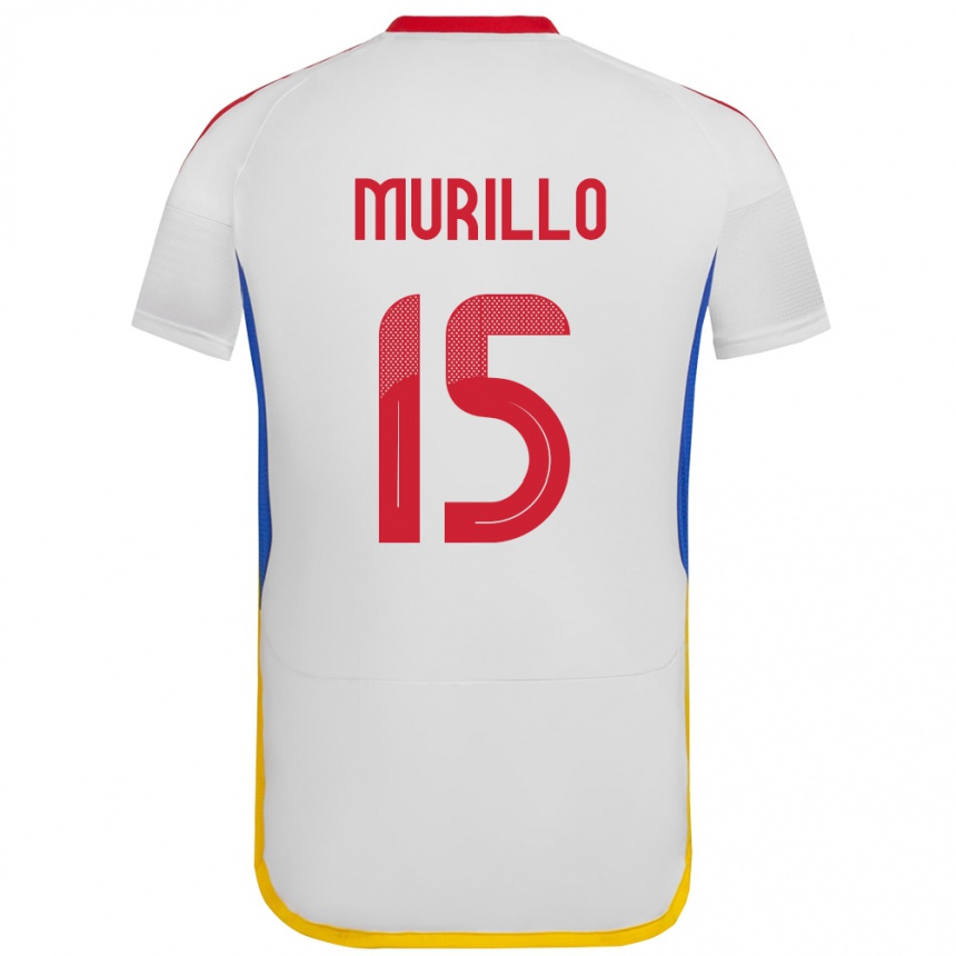 Niño Fútbol Camiseta Venezuela Jhon Murillo #15 Blanco 2ª Equipación 24-26 México