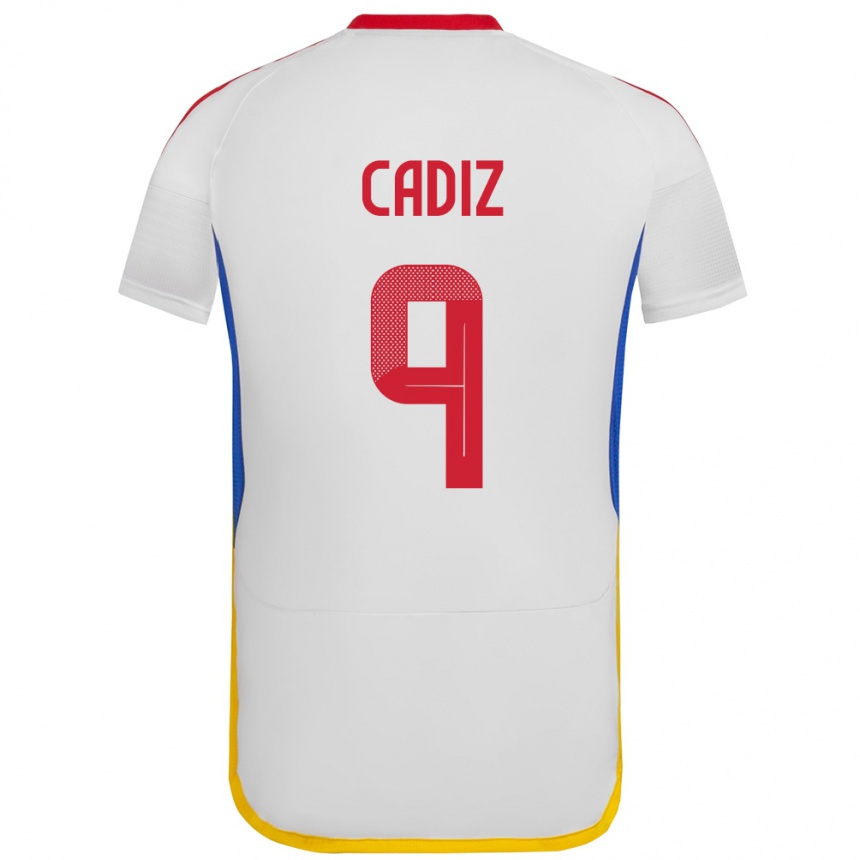 Niño Fútbol Camiseta Venezuela Jhonder Cádiz #9 Blanco 2ª Equipación 24-26 México