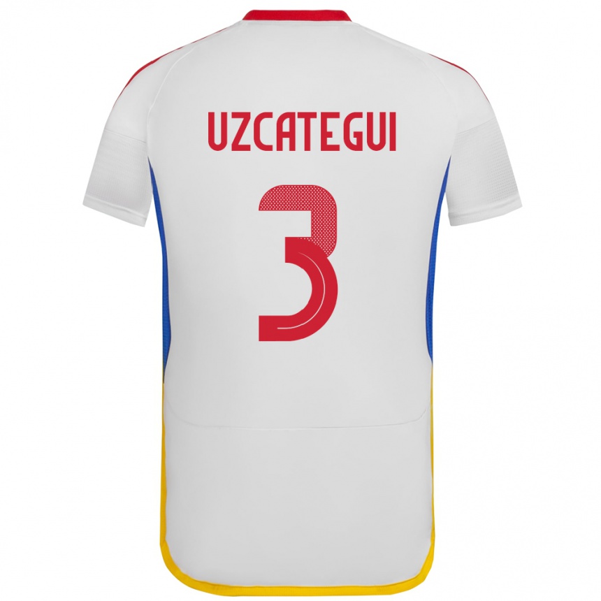 Niño Fútbol Camiseta Venezuela Rafael Uzcátegui #3 Blanco 2ª Equipación 24-26 México