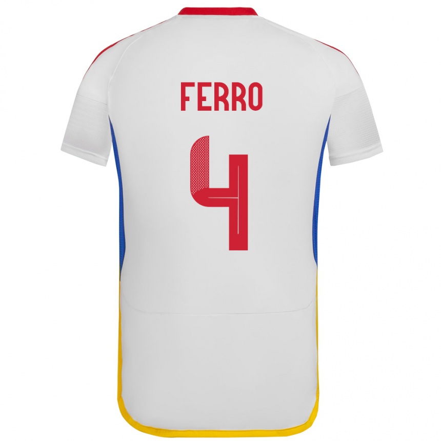 Niño Fútbol Camiseta Venezuela Andrés Ferro #4 Blanco 2ª Equipación 24-26 México