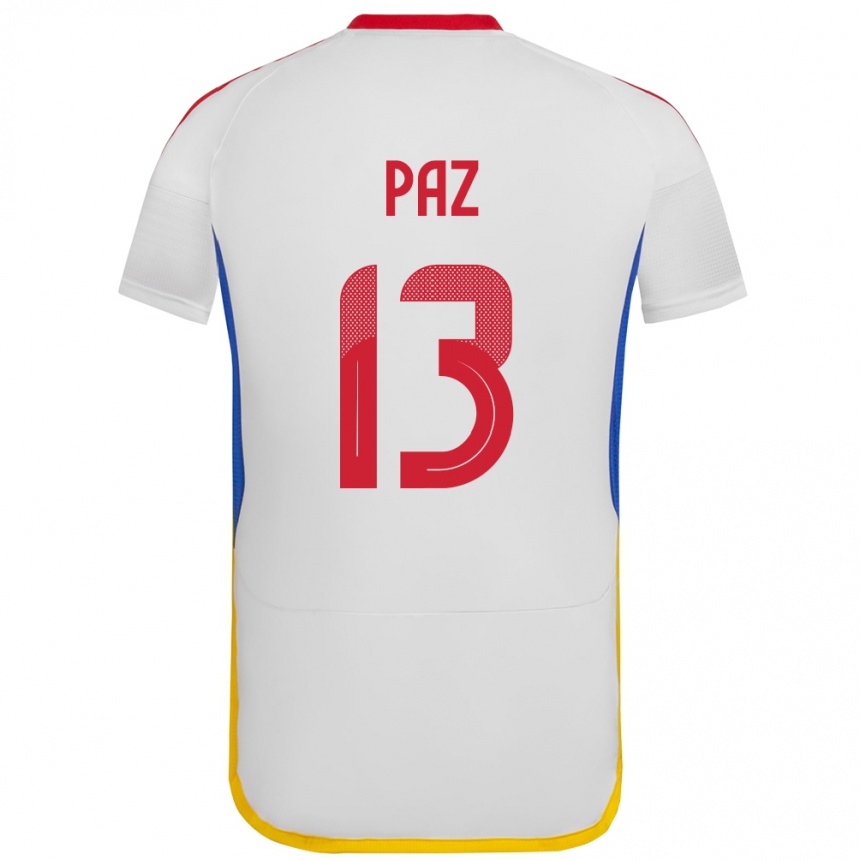 Niño Fútbol Camiseta Venezuela Jesús Paz #13 Blanco 2ª Equipación 24-26 México