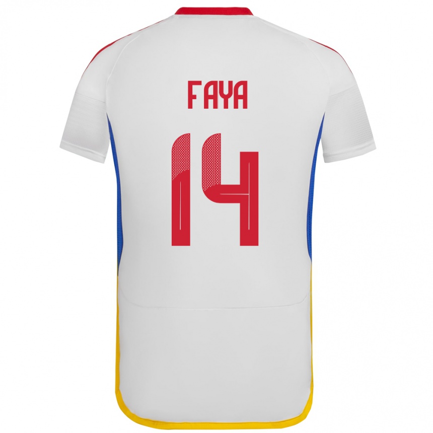 Niño Fútbol Camiseta Venezuela Carlos Faya #14 Blanco 2ª Equipación 24-26 México