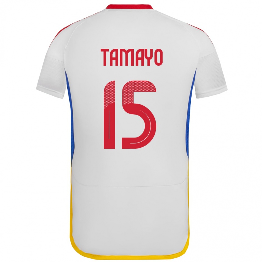 Niño Fútbol Camiseta Venezuela Bianneider Tamayo #15 Blanco 2ª Equipación 24-26 México