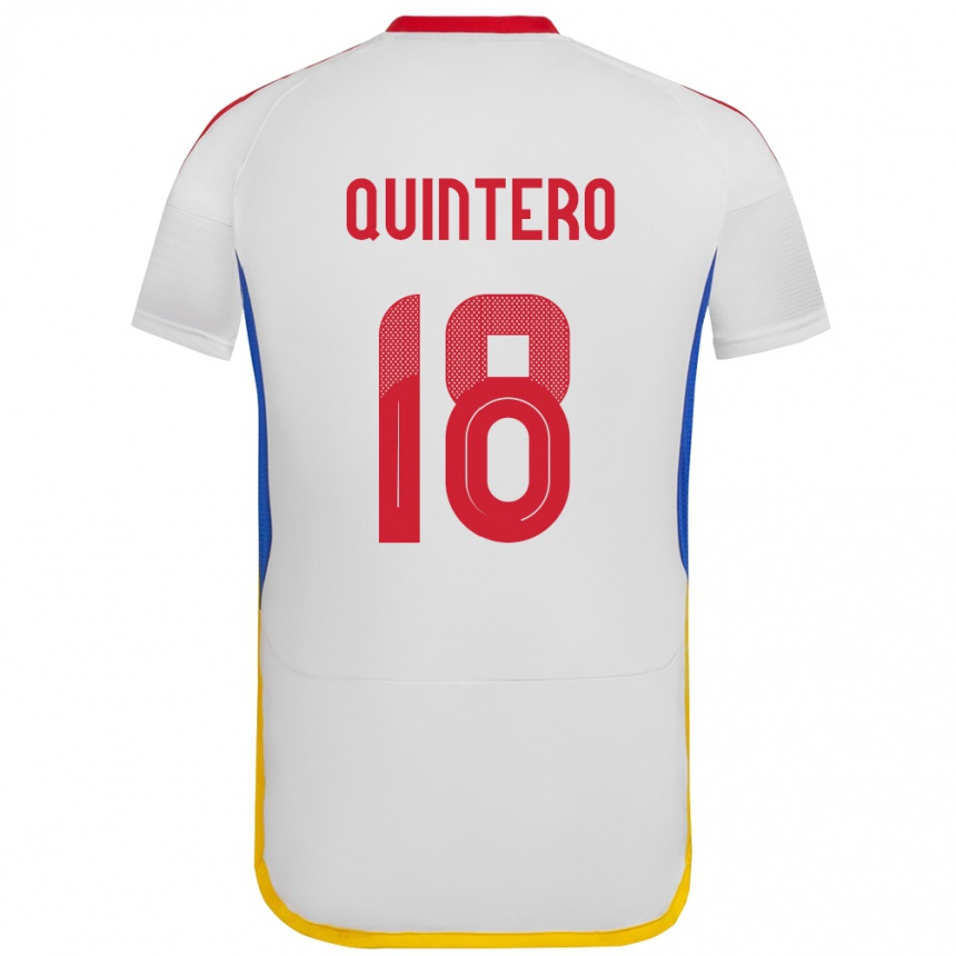 Niño Fútbol Camiseta Venezuela Jesús Quintero #18 Blanco 2ª Equipación 24-26 México