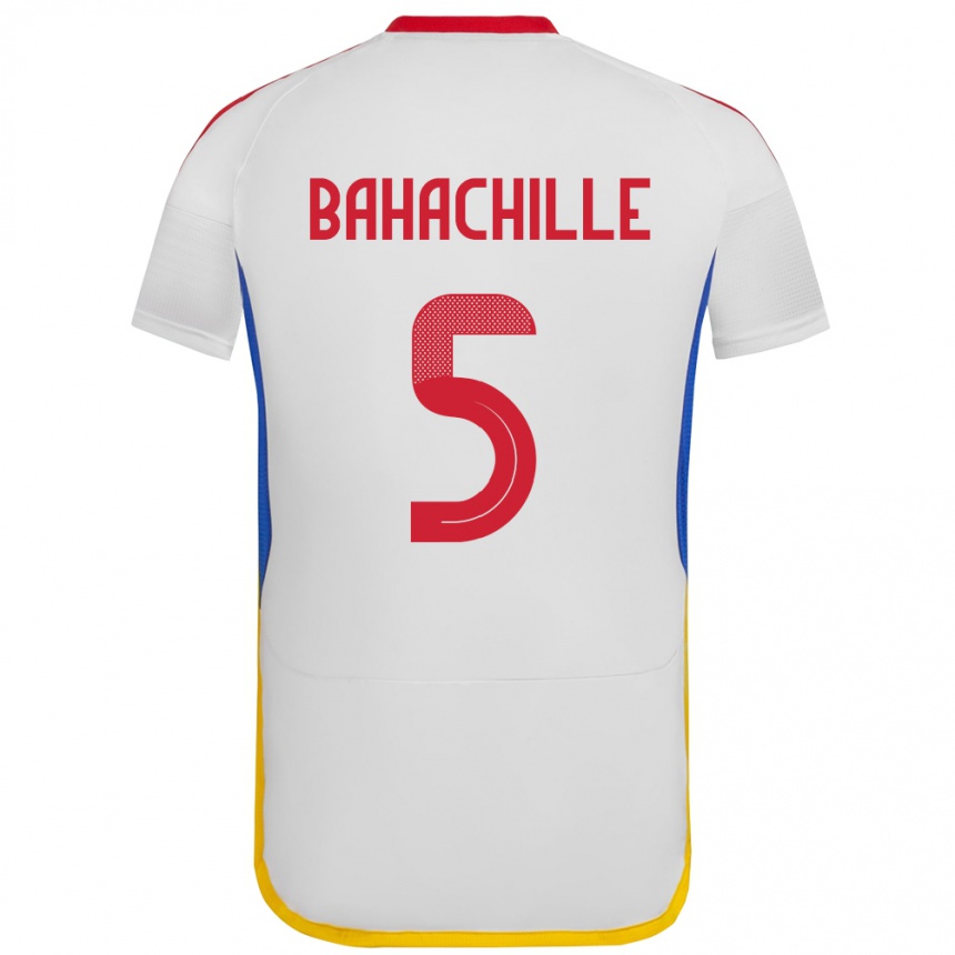 Niño Fútbol Camiseta Venezuela Abraham Bahachille #5 Blanco 2ª Equipación 24-26 México