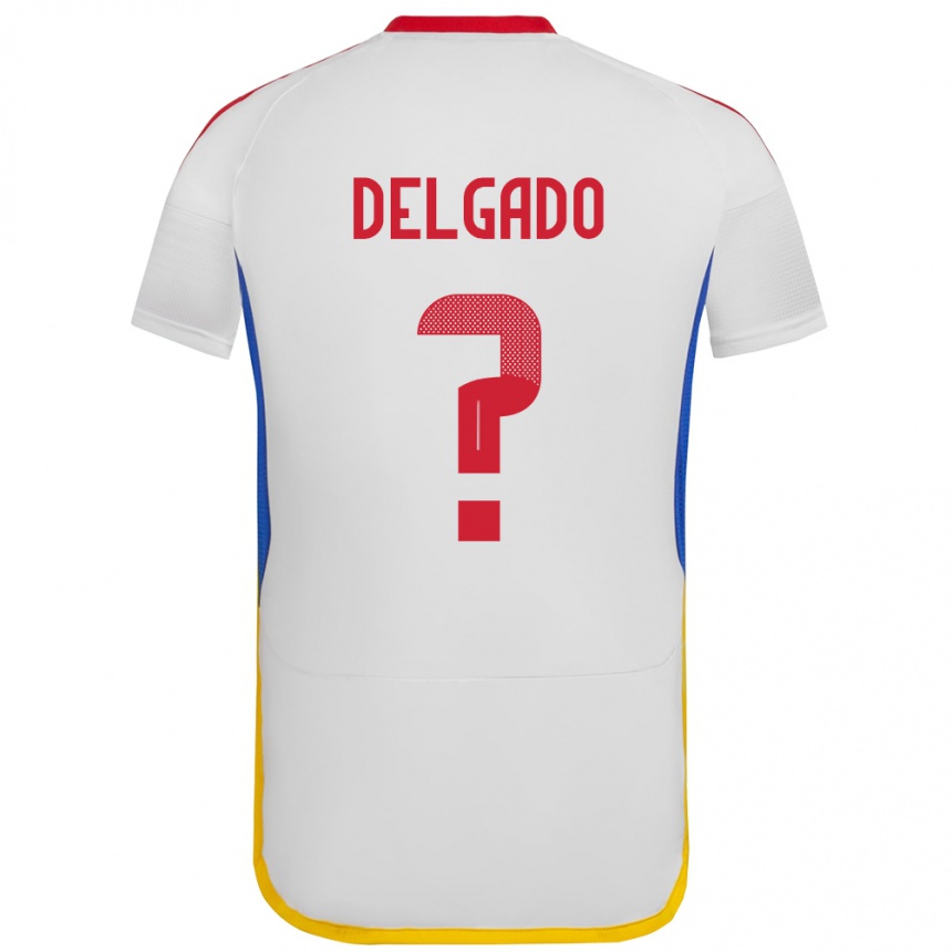 Niño Fútbol Camiseta Venezuela Álex Delgado #0 Blanco 2ª Equipación 24-26 México