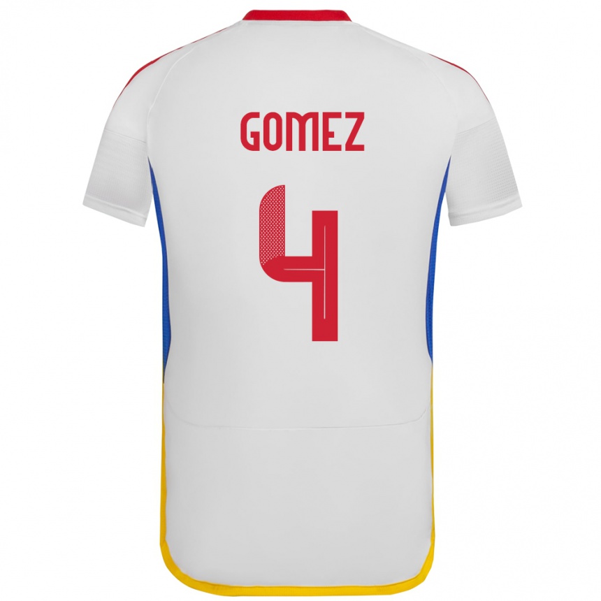 Niño Fútbol Camiseta Venezuela Santiago Gómez #4 Blanco 2ª Equipación 24-26 México