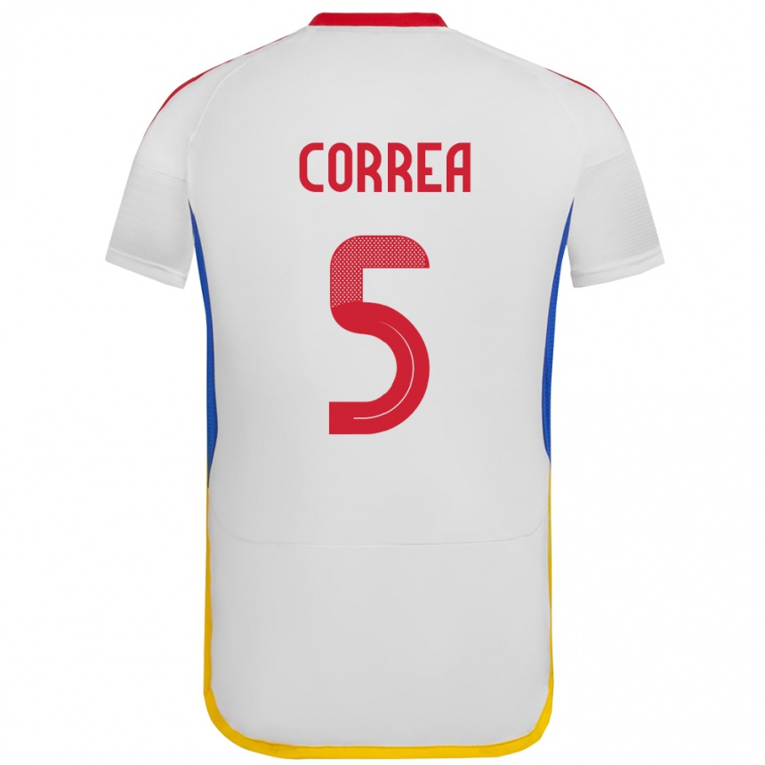 Niño Fútbol Camiseta Venezuela José Correa #5 Blanco 2ª Equipación 24-26 México