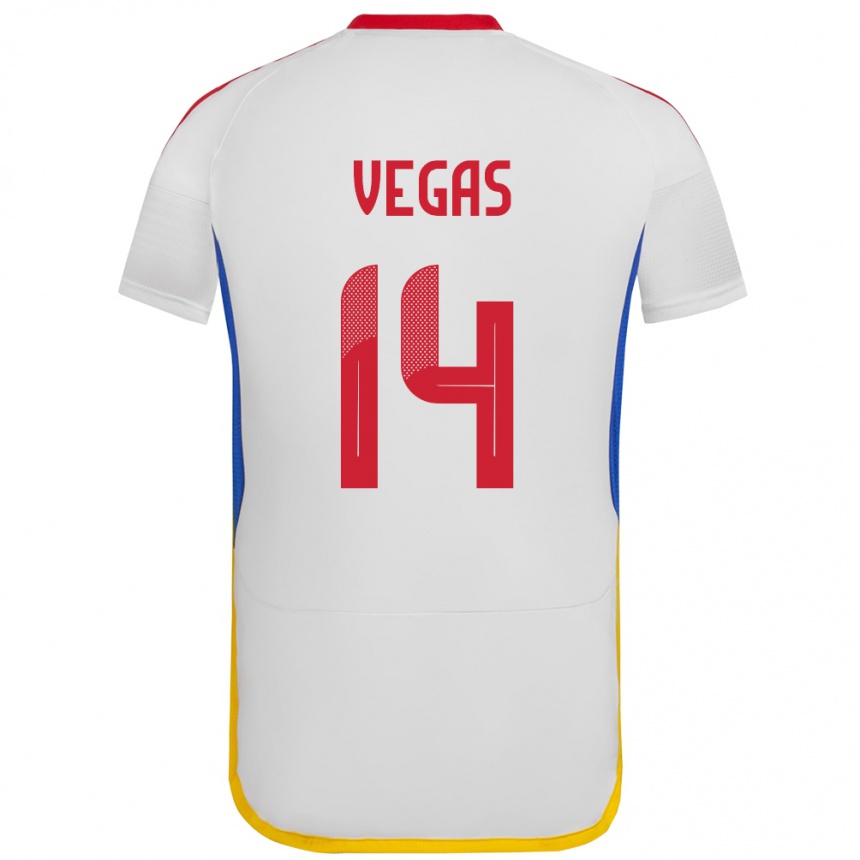 Niño Fútbol Camiseta Venezuela Miguel Vegas #14 Blanco 2ª Equipación 24-26 México