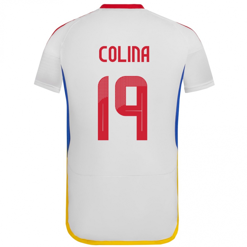 Niño Fútbol Camiseta Venezuela Junior Colina #19 Blanco 2ª Equipación 24-26 México