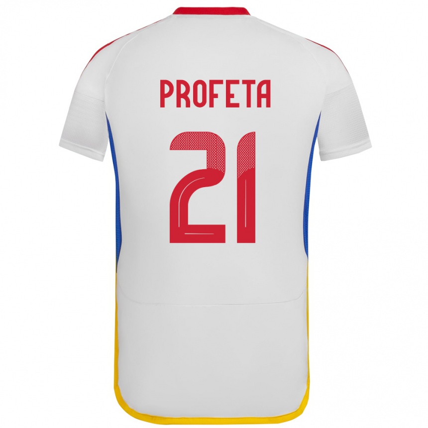 Niño Fútbol Camiseta Venezuela Nicola Profeta #21 Blanco 2ª Equipación 24-26 México